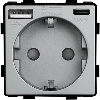 Luxon КОНТАКТ С usb-a+c И ДЕТСКА ЗАЩИТА МЕХАНИЗЪМ СИВ luxon (737494801379)