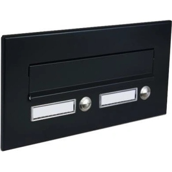 DOLS ČD-36 RAL9005 - čelná doska poštovej schránky na zamurovanie, s 2x menovkou a 2x zvončekovým tlačidlom, čierna
