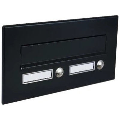 DOLS ČD-36 RAL9005 - čelná doska poštovej schránky na zamurovanie, s 2x menovkou a 2x zvončekovým tlačidlom, čierna