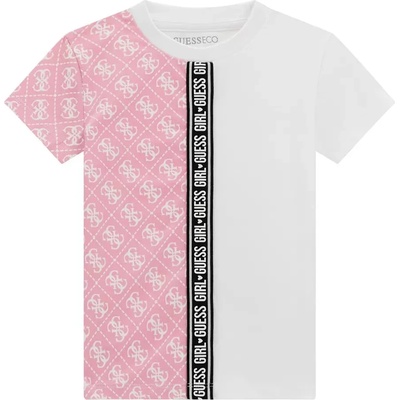 GUESS Цветна тениска за момиче с къс ръкав в бяло и розово Guess