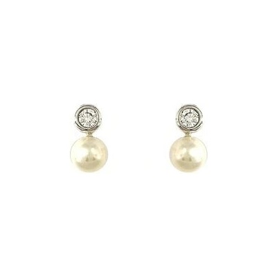 Infinitysilver zlaté náušnice zirkon a perla 236006W17