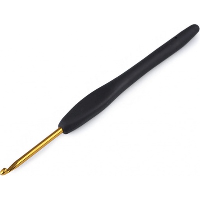 Háček na háčkování se silikonovou rukojetí vel. 2; 2,5; 3; 3,5; 4; 4,5; 5; 5,5; 6 Varianta: 4 (3,5 mm) černá, Balení: 1 ks