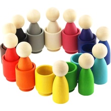 Montessori Ulanik dřevěná hračka "Peg Dolls in Cups"