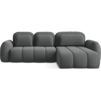 makamii Тъмносив разтегателен ъглов диван с място за съхранение от букле (десен ъгъл) Pele - Makamii (PELE_RCF_40_P1_C8)