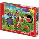 Puzzle Dino Krtek a paraplíčko 3 x 55 dielov
