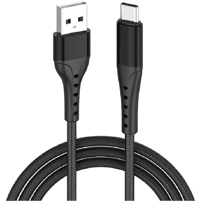 Lemontti Bending кабел алуминиев, устойчив на огъване, USB-A към Type-C, Fast Charge, 1.5 м, черен (LEMCBAUATC5N)