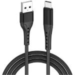 Lemontti Bending кабел алуминиев, устойчив на огъване, USB-A към Type-C, Fast Charge, 1.5 м, черен (LEMCBAUATC5N)