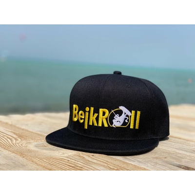 BejkRoll Snap Black rovné logo Yupoong SnapBack