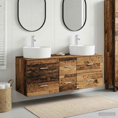 vidaXL Комплект мебели за баня 3 бр. Старо дърво 49, 5 x 44, 5 x 65 см (3405889)