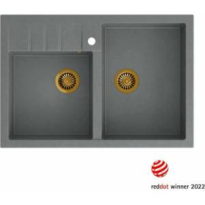 Quadron Вградена композитна мивка Quadron Bill 120, сива - медна, 90x62 см (HCQB9062U5_PVDC1) Мивка за вграждане