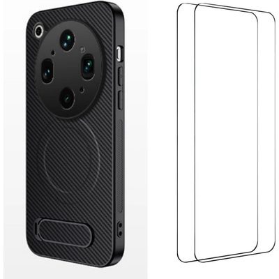 OPPO WANLONFENG QT1 Магнитен Калъф за Oppo Find X9 Ultra 5G - PC+TPU, Карбон текстура, Стойка, 2 стъкла, 4 цвята
