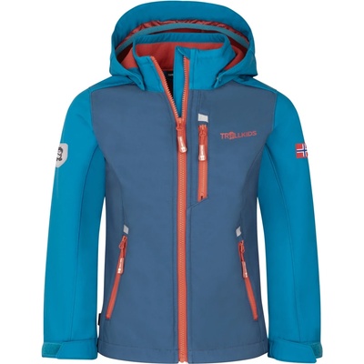 TROLLKIDS Детско софтшел яке Trollkids Kid's Balestrand Jacket Softshell jacket - Summernight Blue / Mystic Blue / Red Clay - размер 128 (EU) (703-4381-0717)