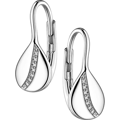 Zlaton Náušnice bílé zlato kapka s kamenem visací 1.5cm 2.05g 001910907243