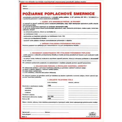 Piktogram Požiarna poplachové smernice A4