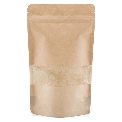 Doypack ZIP | kraft papír s okénkem obsah 250ml (110 × 185 + 65mm)