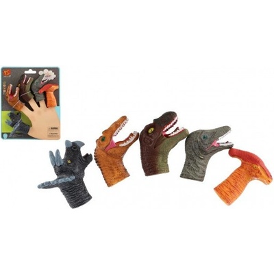 Teddies Maňuška prstový dinosaury 5ks guma 6cm na karte 16,5x20cm