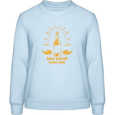 AWDis Sweat mikina Nápis Save Water Drink Beer Nebeská modrá