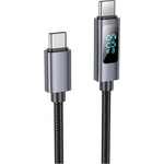 hoco. Кабел с въжена оплетка и дисплей за устройства с USB-C порт - Hoco X112 USB-C to USB-C Cable Digital Display 60W PD (100 см) (X112)