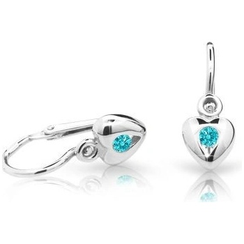 Danfil náušnice pre bábätká srdiečka C1556 z bieleho zlata mint green brizura