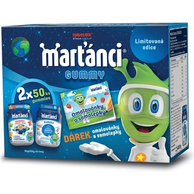 Marťánci Gummy 50+50 ks + omalovánky Promo 2025