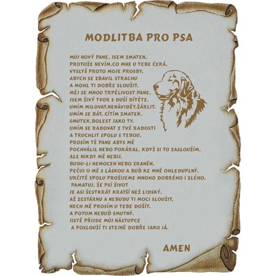Dřevo Novák Modlitba pro psa č.786 pergamen z překližky