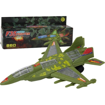 Lean Toys F35 vojenská stíhačka svítí zeleně