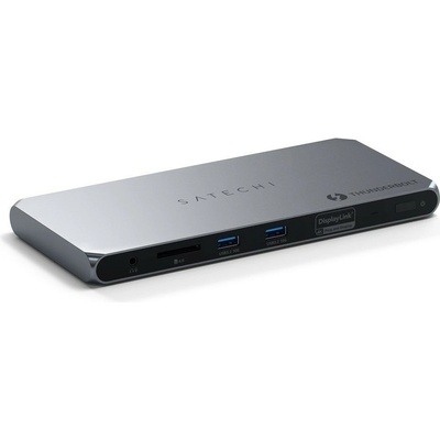 Satechi Докинг станция Satechi ST-DT4MDM-EU, от Thunderbolt 4 към 3x USB-C (Thunderbolt 4), 2x USB-A, 2x HDMI, 1x AUX, 1x RJ45, 1x SD четец, сива (ST-DT4MDM-EU)