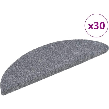 vidaXL Самозалепващи се постелки за стълби, 30 бр. , 56x17x3 см, светлосиви, полукръгли (3365682)