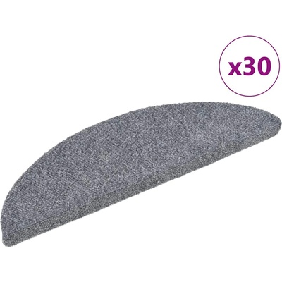 vidaXL Самозалепващи се постелки за стълби, 30 бр. , 56x17x3 см, светлосиви, полукръгли (3365682)