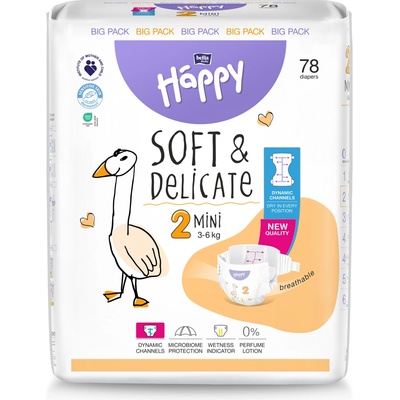 Bella Happy Soft & Delicate BigPack 2 - 3-6 kg 78 ks
