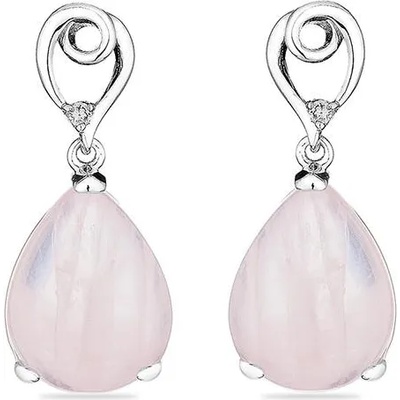 Swan Сребърни обици с розов кварц и камъчета от циркон GL779RE Swan