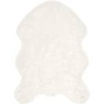 Pure Line Home Фигурална пътека tafalla с дълъг косъм, имитация на вълна, с анти-слип основа, Бяла