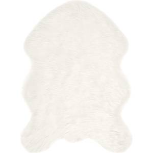 Pure Line Home Фигурална пътека tafalla с дълъг косъм, имитация на вълна, с анти-слип основа, Бяла