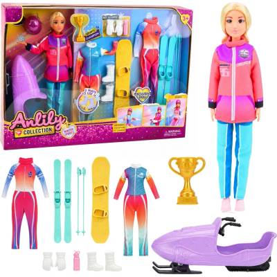 Anlily Collection so zimnou výbavou lyže, snowboard a snežný skúter 30 cm