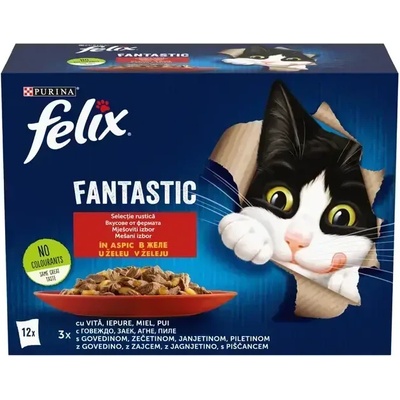 FELIX Fantastic® пауч в желе с вкус на пилешко, говеждо, заешко и агнешко