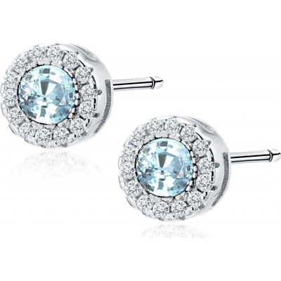 Lafira stříbrné náušnice Round Aquamarine Z1128AQ