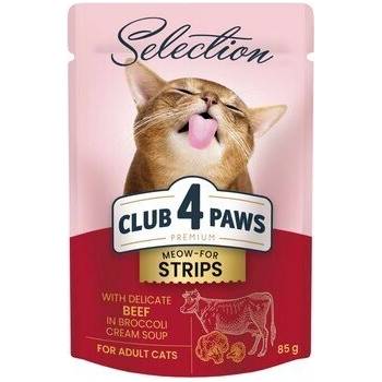 CLUB 4 PAWS Premium Cat Adult Pouch - Пауч за котки - Телешко в крем супа от броколи, 85 гр