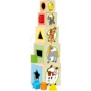 Drevené hračky Woody veža z 5tich kociek zvieratká