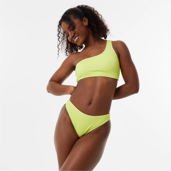Image 1 of Jack Wills Asymmetric Crinkle Bikini Top - Lime