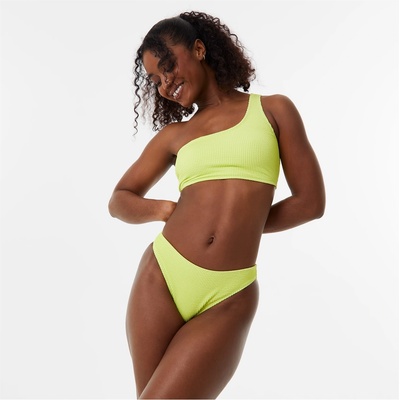 Jack Wills Asymmetric Crinkle Bikini Top - Lime