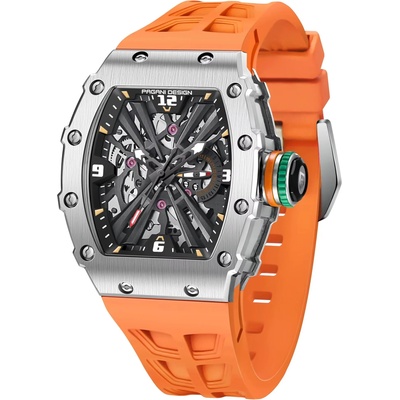 Pagani Мъжки часовник Pagani Design NULL EX, Сребрист / Оранжев (PD-1738-ORANGE-SILVER)