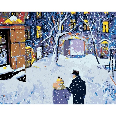 zuty Malování podle čísel Zimní procházka ve dvou 50 x 40 cm vypnuté plátno na rám