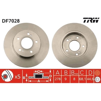 Brzdový kotúč TRW DF7028