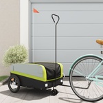 vidaXL Ремарке за велосипед, черно и зелено, 45 кг, желязо (94074)