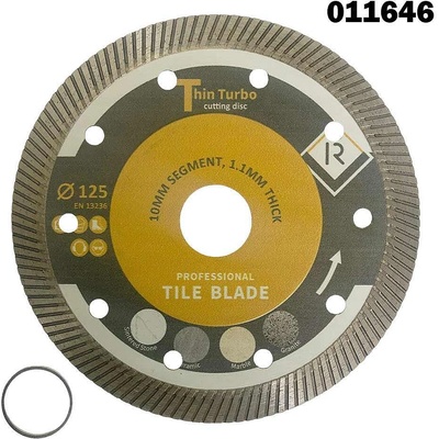 uni Диск диамантен за рязане на керамика, камък, мрамор, гранит, 125x22.23x1.1 мм, Thin Turbo (UNI-011646)