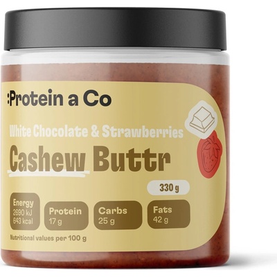 Protein&Co Kešu krém s bílou čokoládou a jahodami 330 g