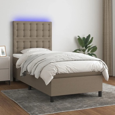 vidaXL Боксспринг легло с матрак и LED, таупе, 100x200 см, плат (3135177)