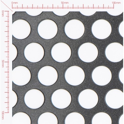 Děrovaný plech; děrování kruhové přesazené; otvor 20mm; rozteč 27mm