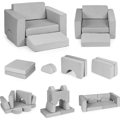 Ecotoys Pohovka TMSRT-13 GRAY 55 x 51 tkanina odtiene šedej