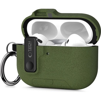 Tech-Protect Твърд калъф с карабинер за слушалки Apple AirPods Pro 3 от Tech-Protect Slim Hook - Olive Green (5906302333271)